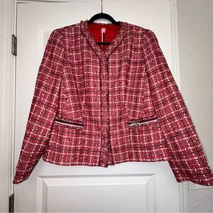 Basler Tweed Snap Button Front Long Sleeve Blazer Suit Jacket